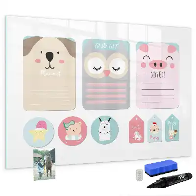 Schreib-Magnettafel mit Motiv Fröhliche Tiere
