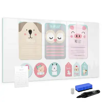 Schreib-Magnettafel mit Motiv Fröhliche Tiere