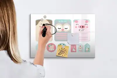 Schreib-Magnettafel mit Motiv Fröhliche Tiere