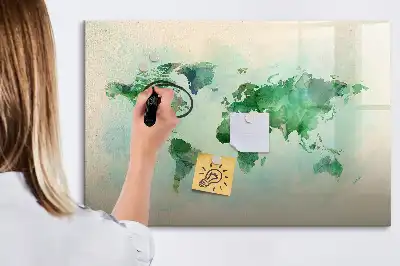 Aquarell-Weltkarte beschreibbare Magnettafel