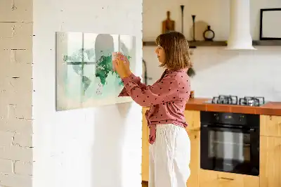 Aquarell-Weltkarte beschreibbare Magnettafel