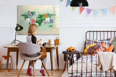 Aquarell-Weltkarte beschreibbare Magnettafel