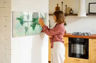 Aquarell-Weltkarte beschreibbare Magnettafel