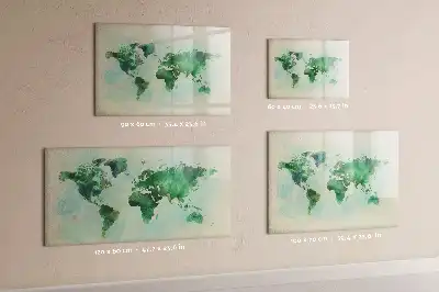 Aquarell-Weltkarte beschreibbare Magnettafel