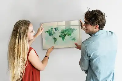 Aquarell-Weltkarte beschreibbare Magnettafel