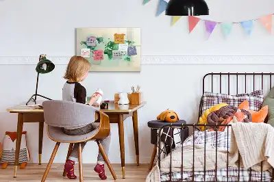 Aquarell-Weltkarte beschreibbare Magnettafel