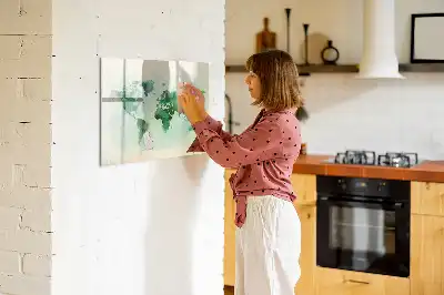 Aquarell-Weltkarte beschreibbare Magnettafel