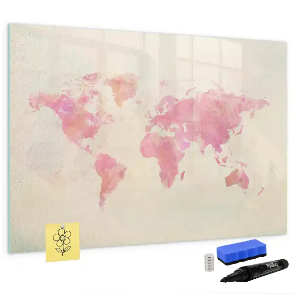 Schreib-Magnettafel mit Aquarell-Weltkarte