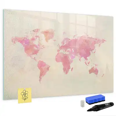 Schreib-Magnettafel mit Aquarell-Weltkarte