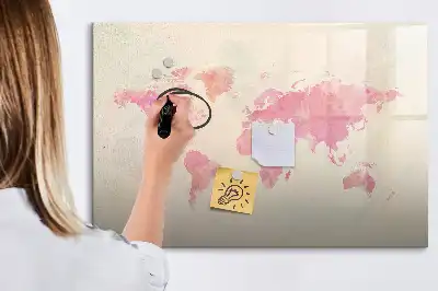 Schreib-Magnettafel mit Aquarell-Weltkarte
