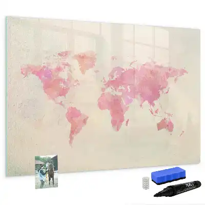 Schreib-Magnettafel mit Aquarell-Weltkarte