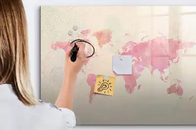 Schreib-Magnettafel mit Aquarell-Weltkarte