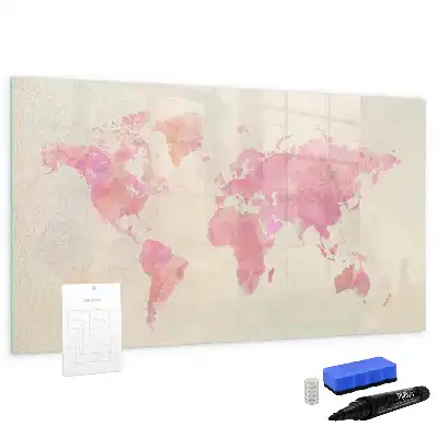 Schreib-Magnettafel mit Aquarell-Weltkarte