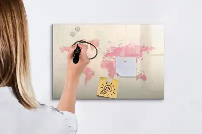 Schreib-Magnettafel mit Aquarell-Weltkarte
