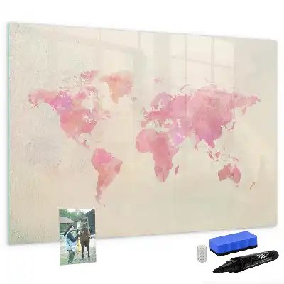 Schreib-Magnettafel mit Aquarell-Weltkarte
