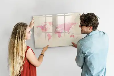 Schreib-Magnettafel mit Aquarell-Weltkarte