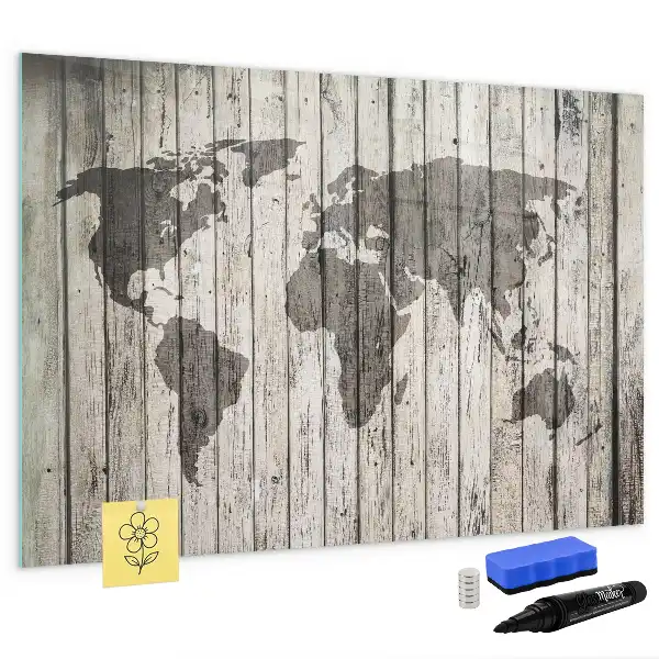 Weltkarte als beschreibbare Magnettafel