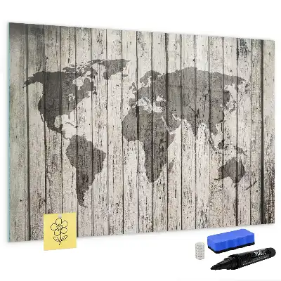 Weltkarte als beschreibbare Magnettafel