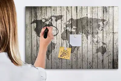 Weltkarte als beschreibbare Magnettafel
