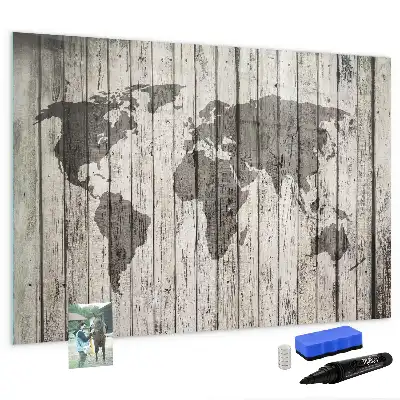 Weltkarte als beschreibbare Magnettafel