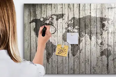 Weltkarte als beschreibbare Magnettafel