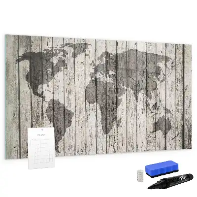 Weltkarte als beschreibbare Magnettafel