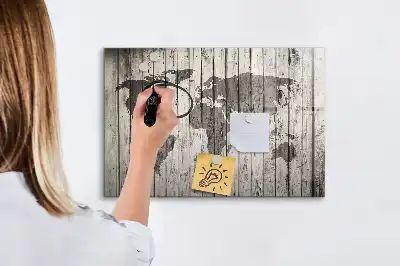 Weltkarte als beschreibbare Magnettafel