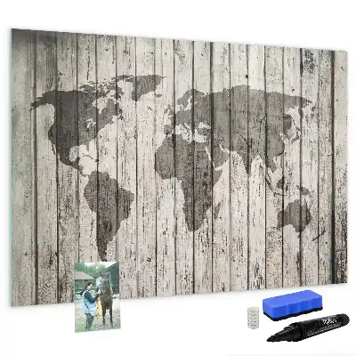 Weltkarte als beschreibbare Magnettafel