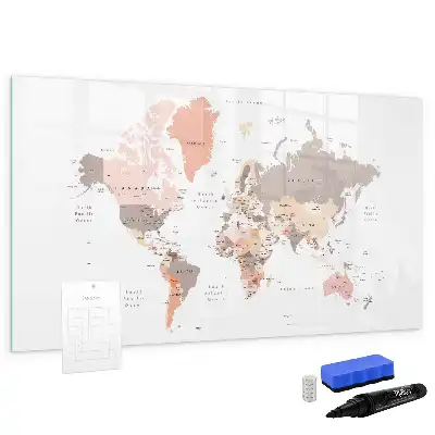Schreib-Magnettafel mit detaillierter Weltkarte