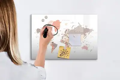 Schreib-Magnettafel mit detaillierter Weltkarte