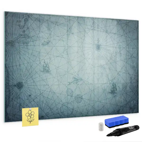 Beschreibbare Magnettafel im Vintage-Kartendesign
