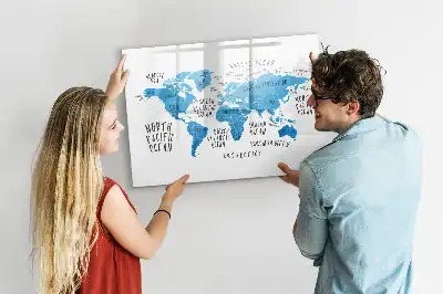 Schreib-Magnettafel in Form einer blauen Weltkarte