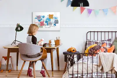 Schreib-Magnettafel in Form einer blauen Weltkarte