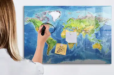 Weltkarte als beschreibbare Magnettafel