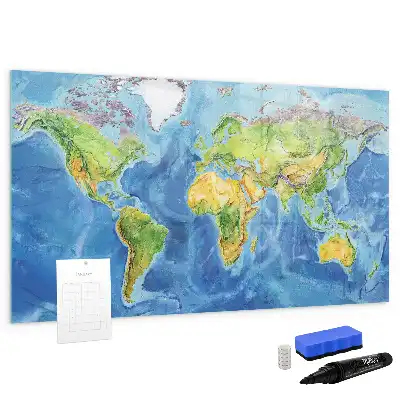 Weltkarte als beschreibbare Magnettafel