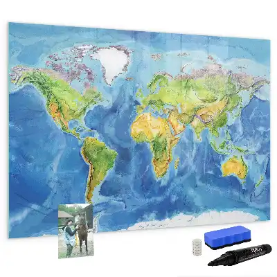 Weltkarte als beschreibbare Magnettafel