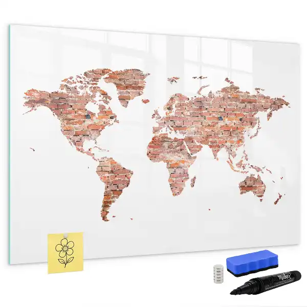 Magnetische Schreibtafel mit Motiv Alte Karte auf Ziegeln