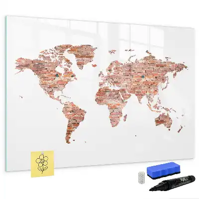 Magnetische Schreibtafel mit Motiv Alte Karte auf Ziegeln