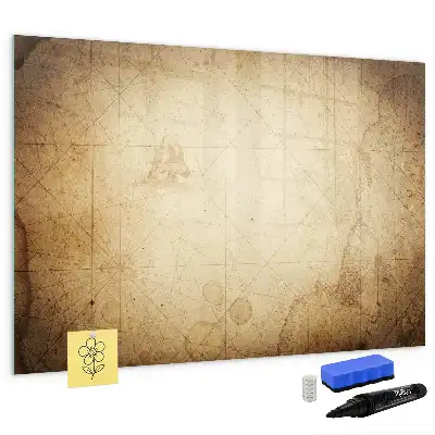 Schreib-Magnettafel mit Motiv Alte Weltkarte