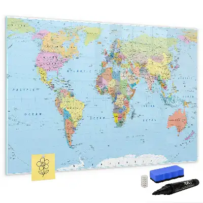 Weltkarte als beschreibbare Magnettafel
