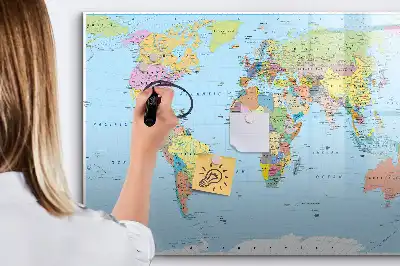 Weltkarte als beschreibbare Magnettafel