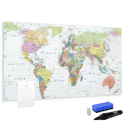 Schreib-Magnettafel in Weltkarten-Optik