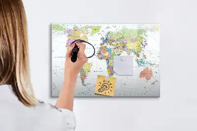 Schreib-Magnettafel in Weltkarten-Optik