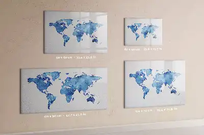 Schreib-Magnettafel mit Aquarell-Weltkartenmotiv