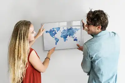 Schreib-Magnettafel mit Aquarell-Weltkartenmotiv