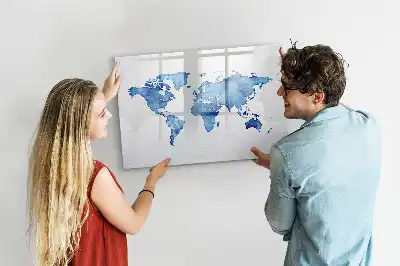Schreib-Magnettafel mit Aquarell-Weltkartenmotiv