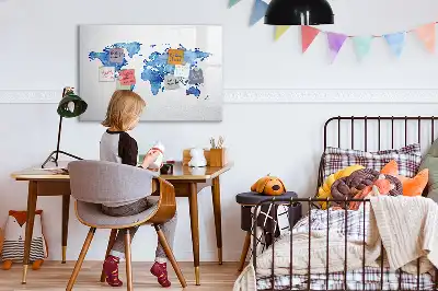 Schreib-Magnettafel mit Aquarell-Weltkartenmotiv