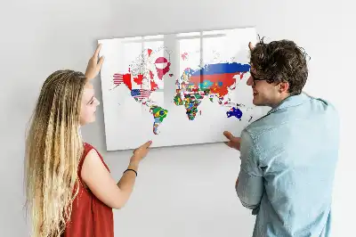 Beschreibbare Magnettafel mit Nationalflaggen-Karte