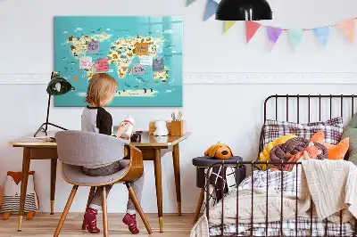 Tier-Weltkarte beschreibbare Magnettafel