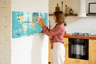 Tier-Weltkarte beschreibbare Magnettafel